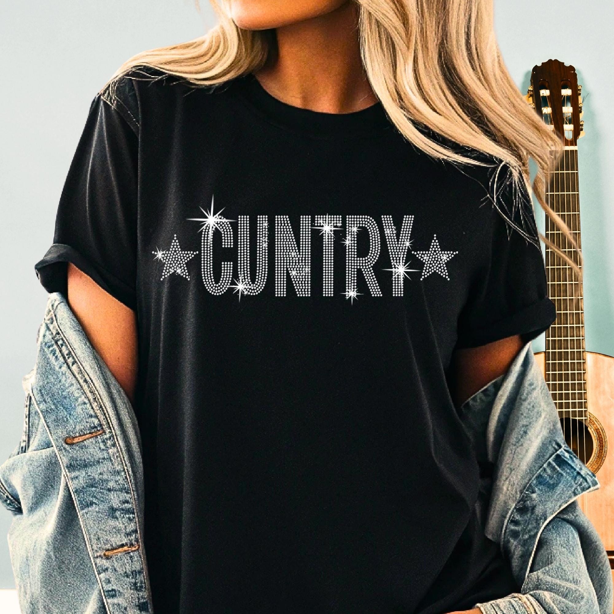 Sparkly Rhinestone Country Music Shirt: Funny Western Cowgirl Tee Main image