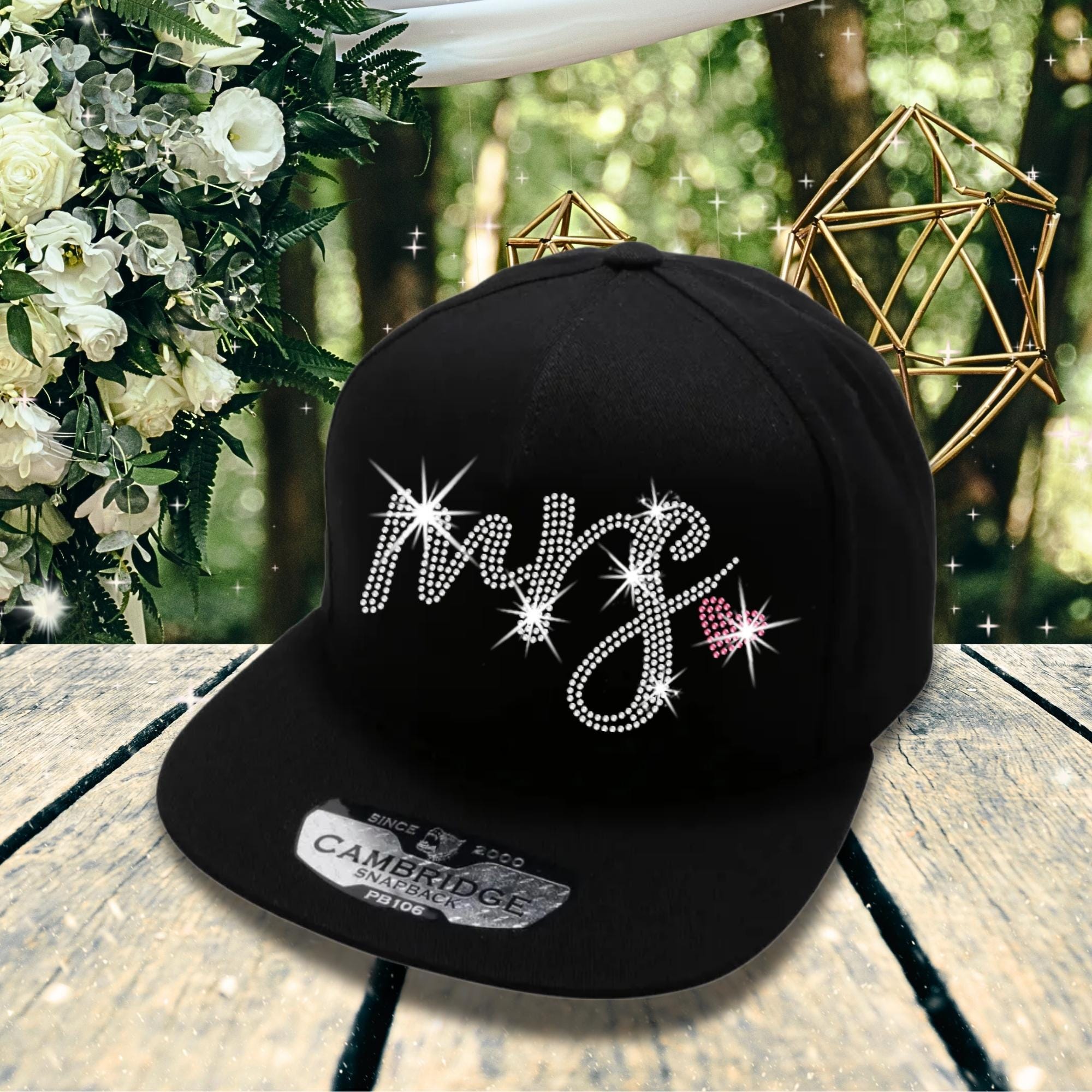 Mrs Rhinestone Snapback Hat: Pink Heart Bride, Bachelorette Party Main image
