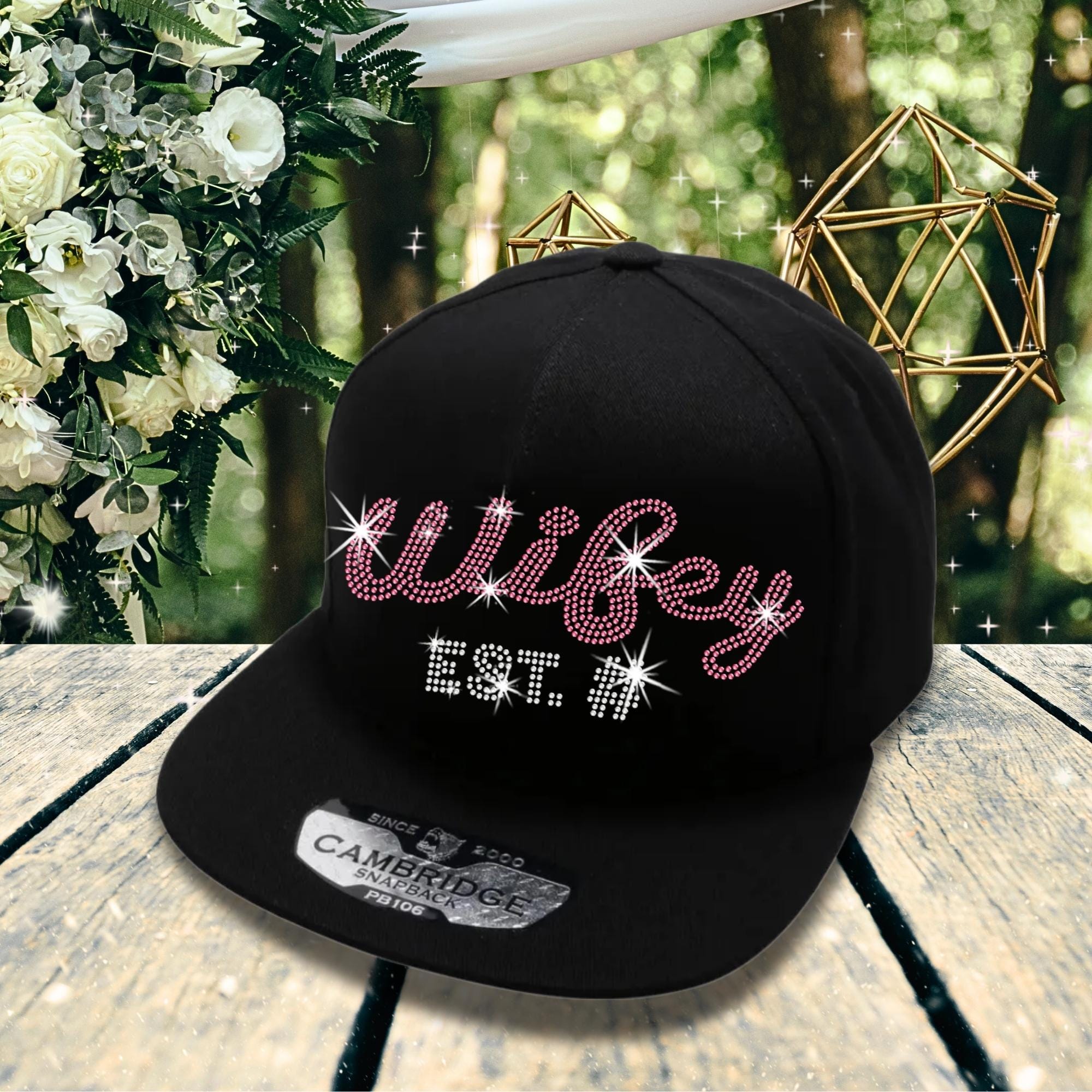 Personalized Rhinestone Wifey Est. Snapback Hat: Bridal Honeymoon Cap Main image