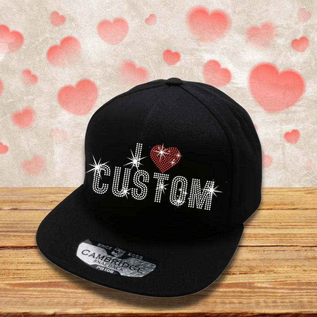 I Heart Custom Rhinestone Caps, Personalized Summer Caps, Special Concert Headwear, Best Gift for Girlfriend or Boyfriend