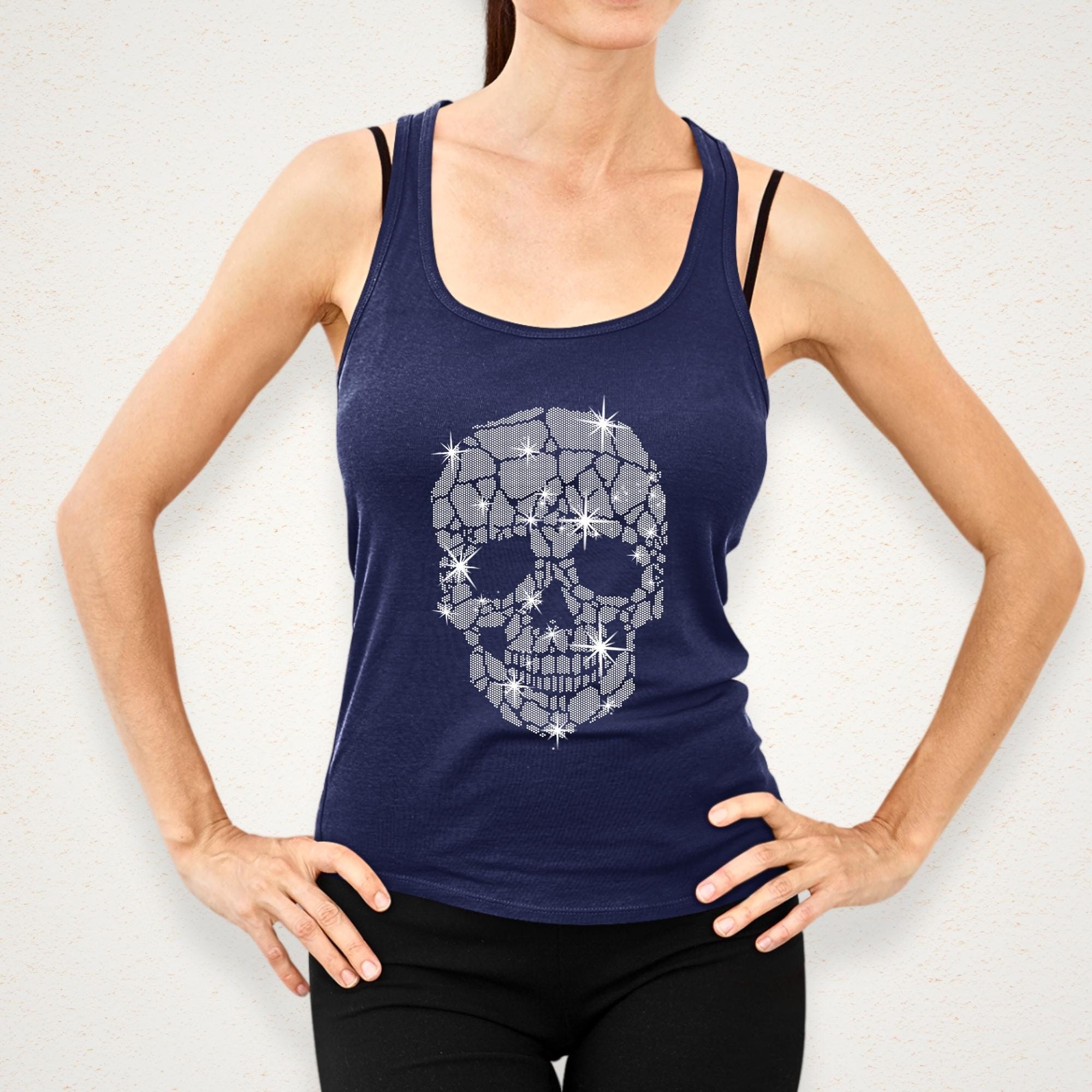 Rhinestone Skull T-Shirt: Women's Bling Halloween Tee