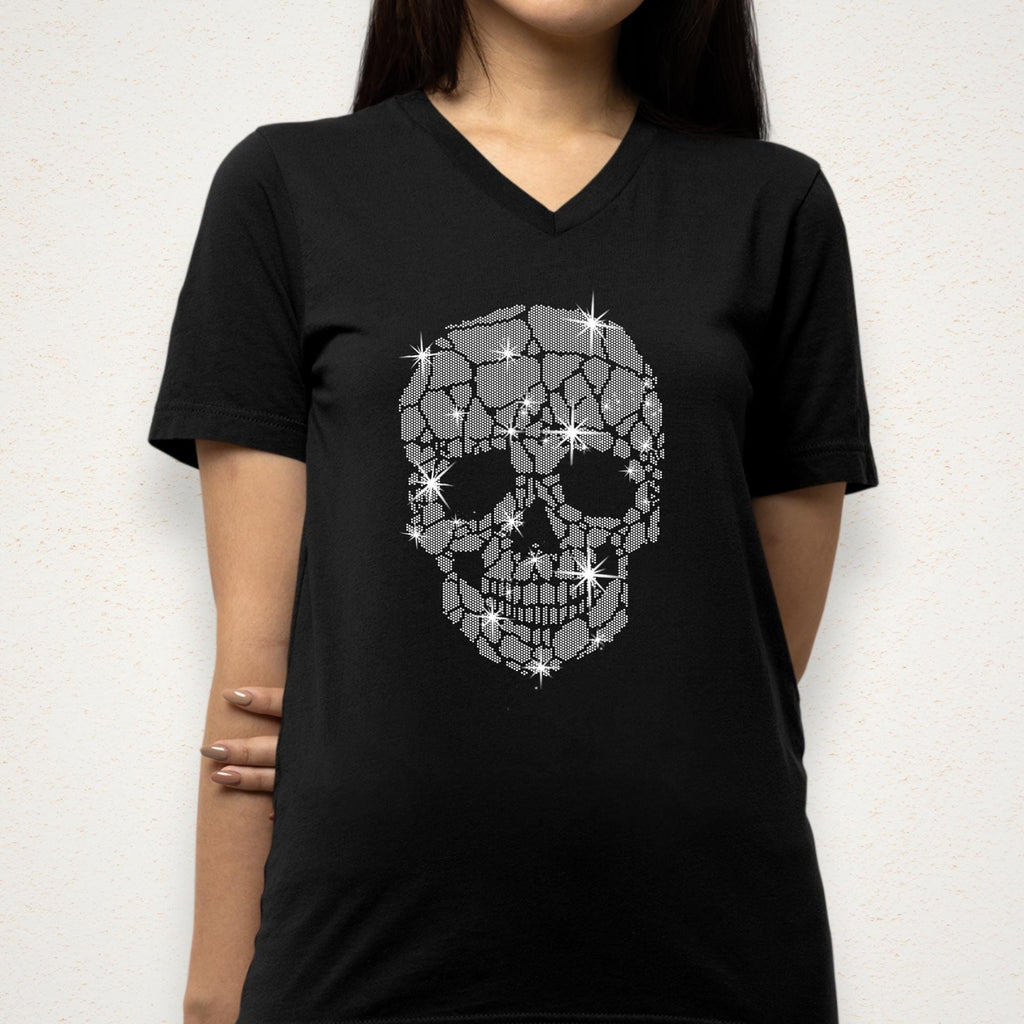 Rhinestone Skull T-Shirt: Women's Bling Halloween Tee