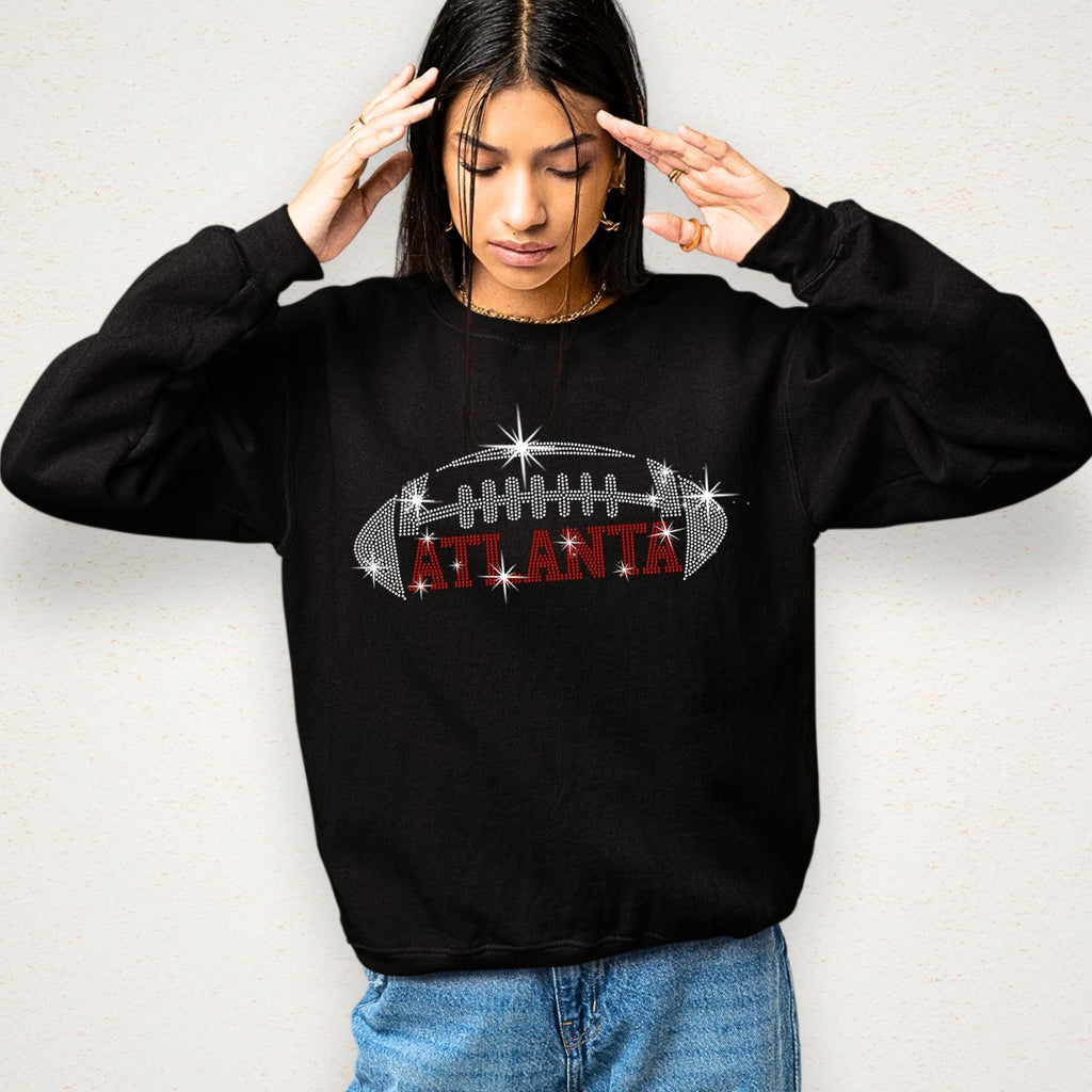 Atlanta Rhinestone Football T-Shirt: Game Day Glitter Bling