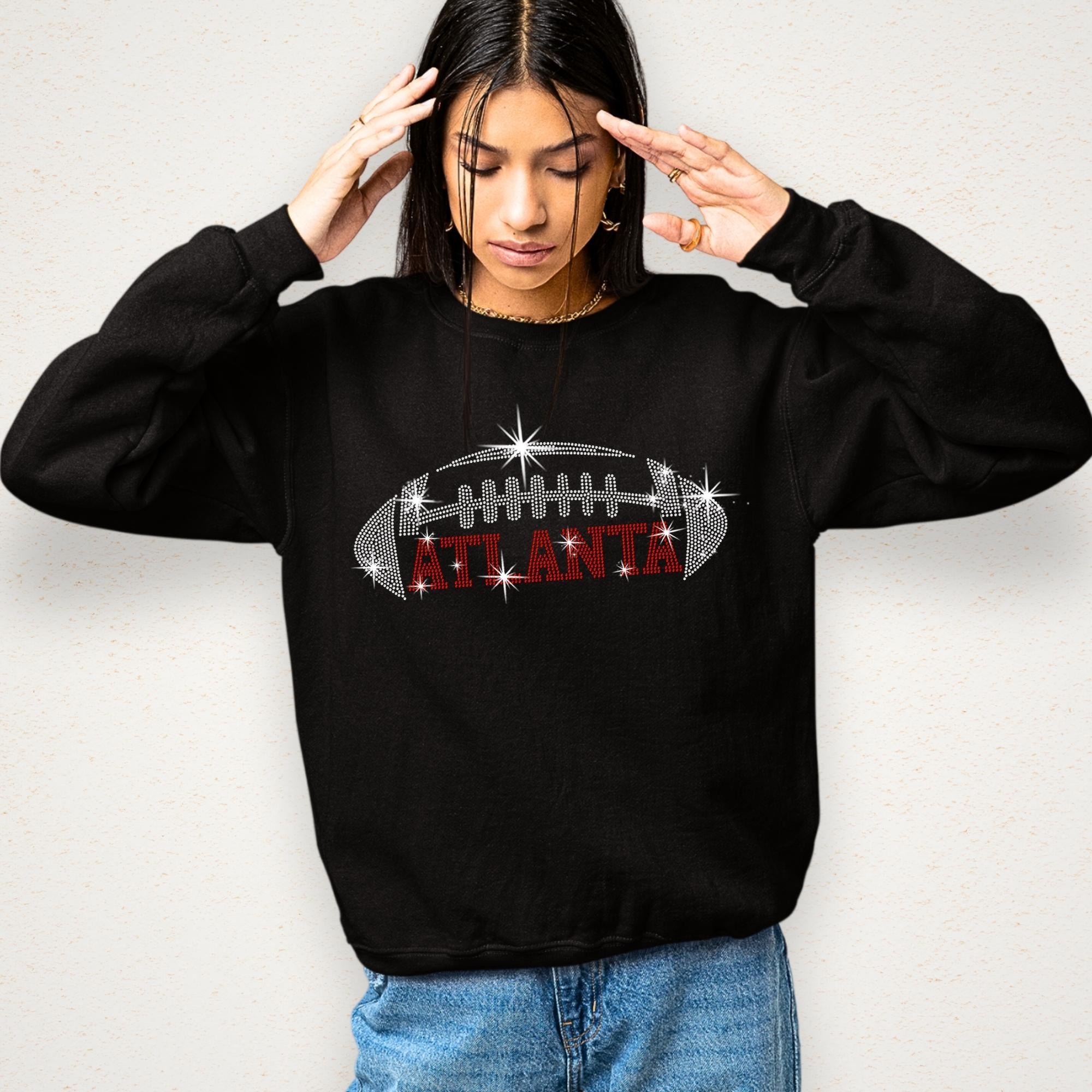 Atlanta Rhinestone Football T-Shirt: Game Day Glitter Bling