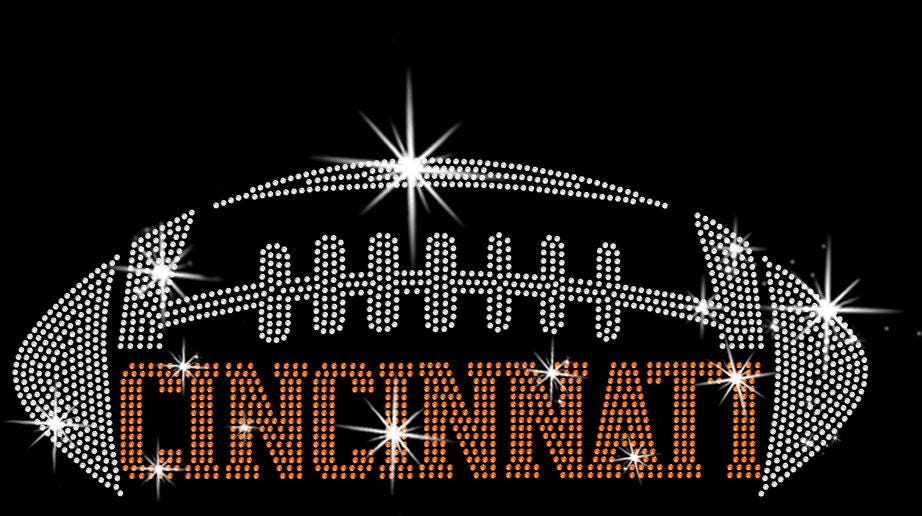 Cincinnati Rhinestone Football T-Shirt: Game Day Glitter Design