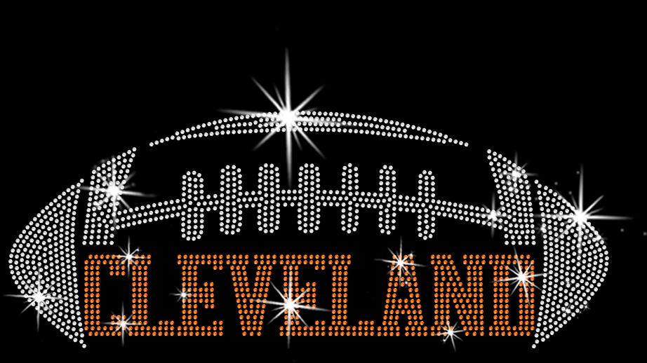 Cleveland Rhinestone Football T-Shirt: Game Day Fan Apparel