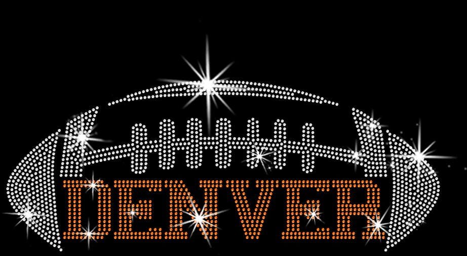 Denver Rhinestone Football T-Shirt: Bling League Teams Fan Tee