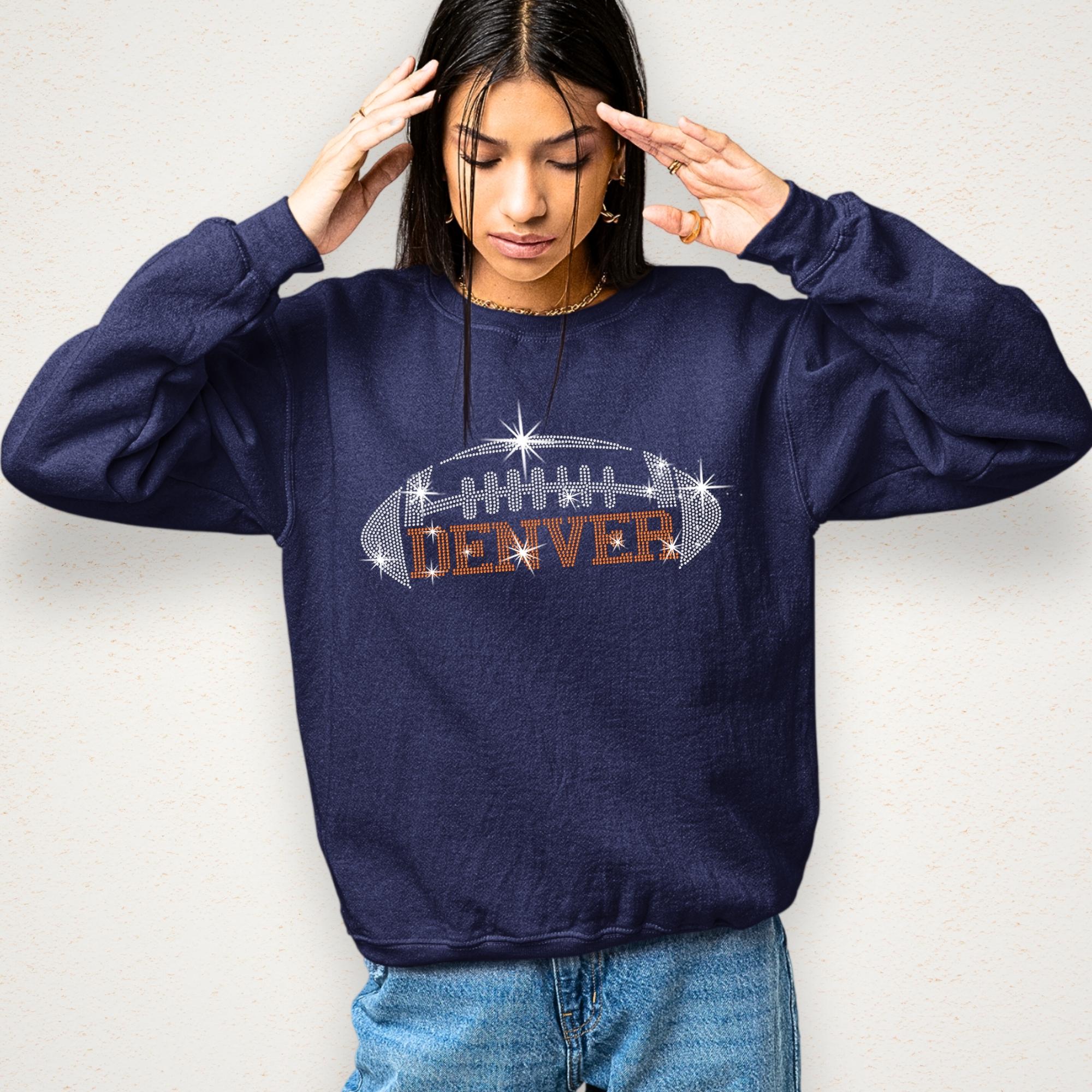 Denver Rhinestone Football T-Shirt: Bling League Teams Fan Tee Secondary image