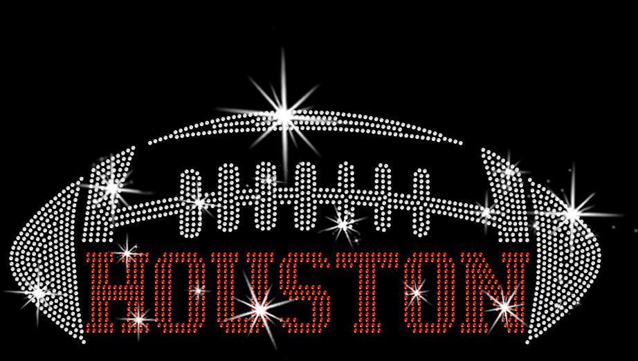 Houston Rhinestone Football Shirt: Vintage-Style Sports Fan Tee