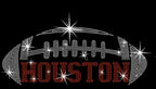 Houston Rhinestone Football Shirt: Vintage-Style Sports Fan Tee