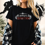 Houston Rhinestone Football Shirt: Vintage-Style Sports Fan Tee