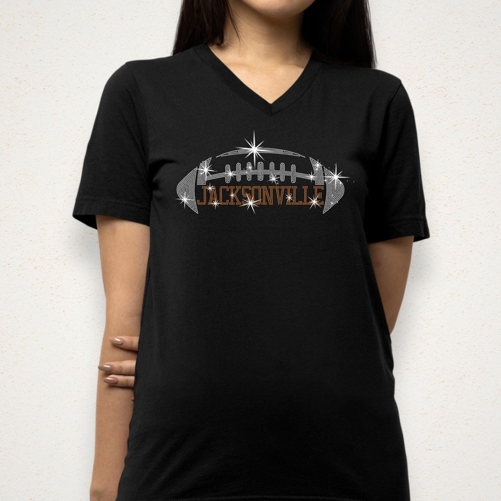 Jacksonville Rhinestone Football T-Shirt: Vintage Game Day Bling