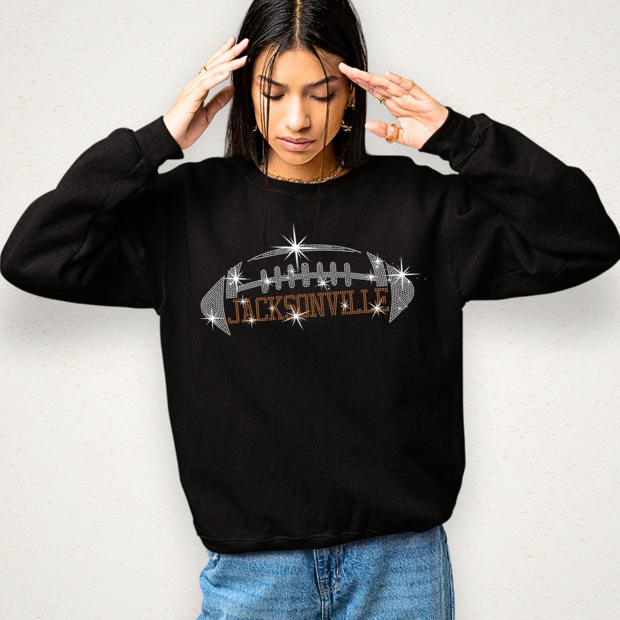 Jacksonville Rhinestone Football T-Shirt: Vintage Game Day Bling