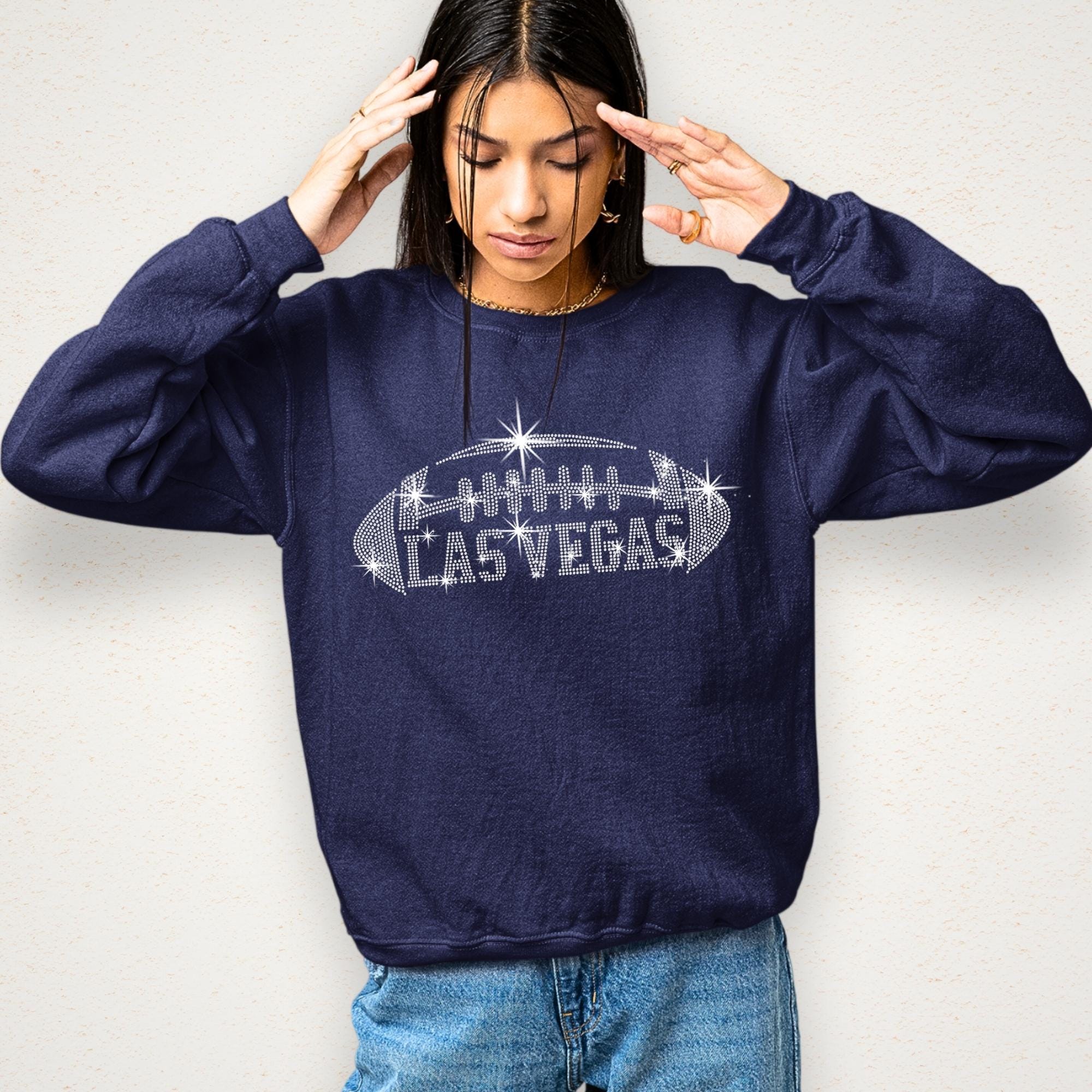 Las Vegas Rhinestone Football Shirt: Glittering Game Day Tee