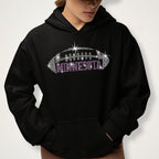Minnesota Rhinestone Football T-Shirt: Groovy Team Fan Tee