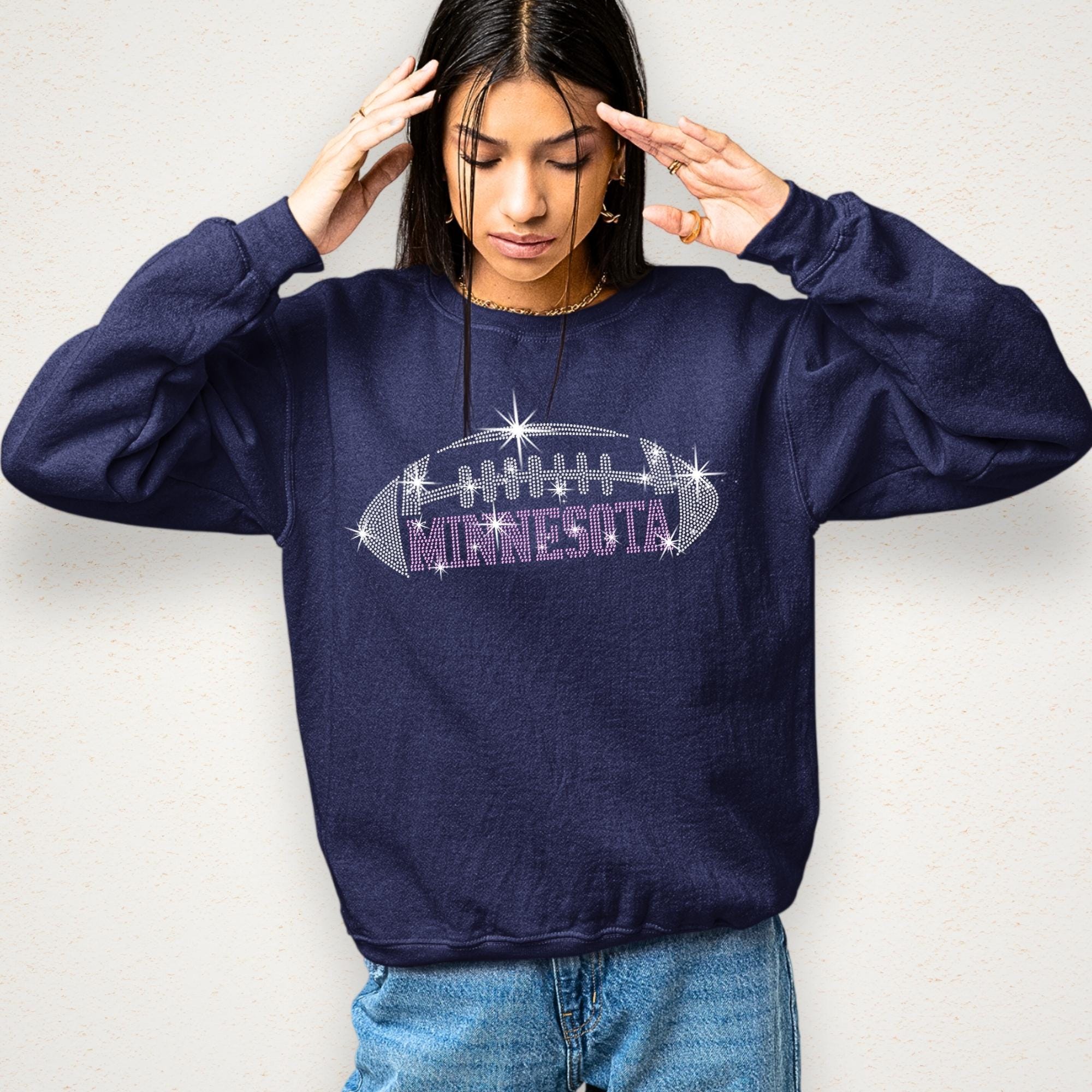 Minnesota Rhinestone Football T-Shirt: Groovy Team Fan Tee
