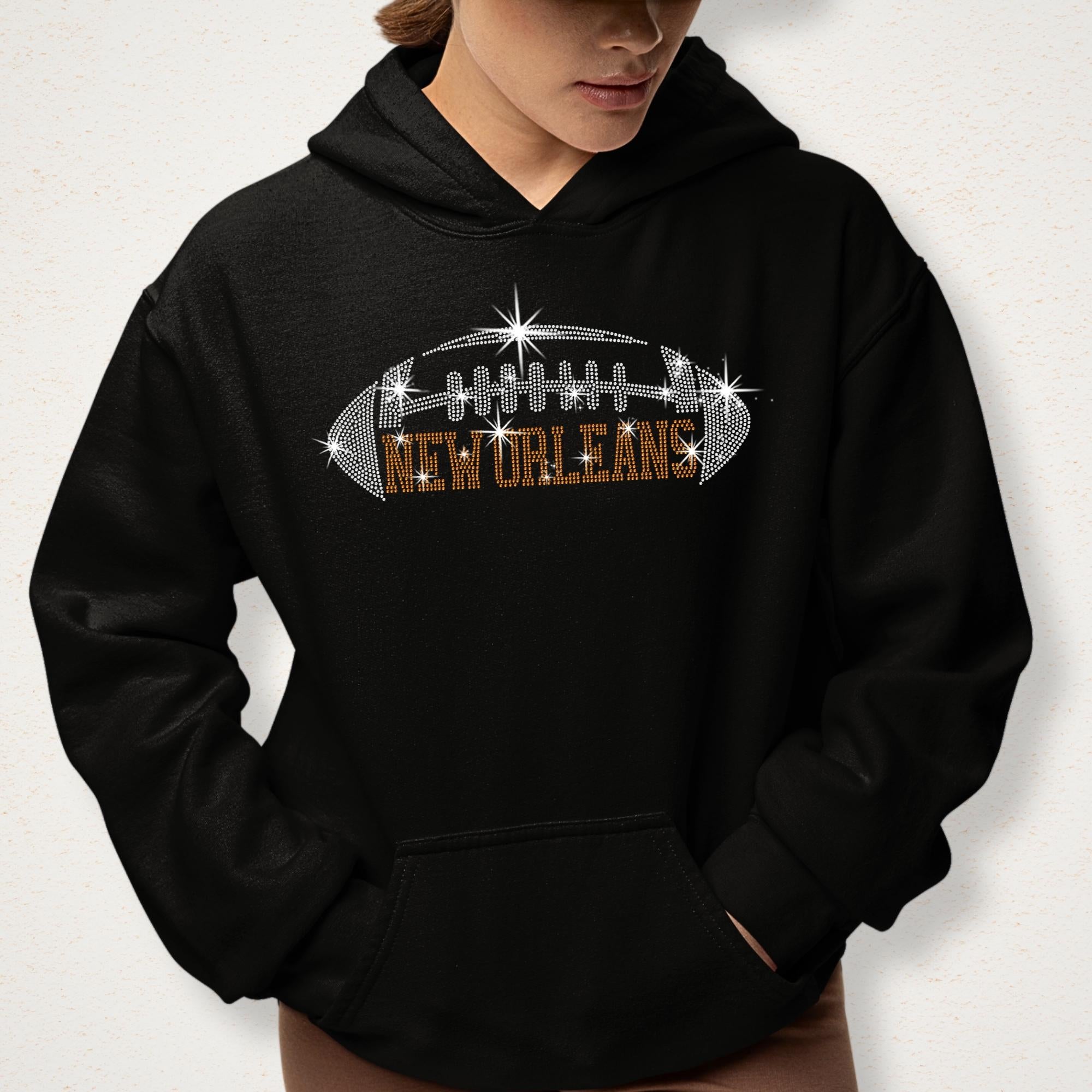 New Orleans Rhinestone Football T-Shirt: Game Day Unisex Shirt