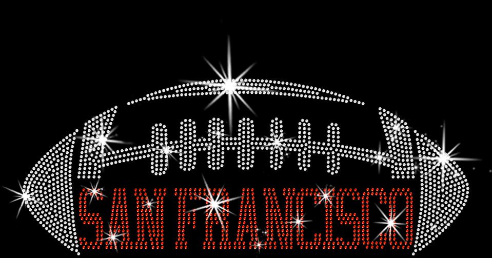 San Francisco Rhinestone Football T-Shirt: Game Day Glitter Tee