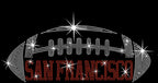 San Francisco Rhinestone Football T-Shirt: Game Day Glitter Tee