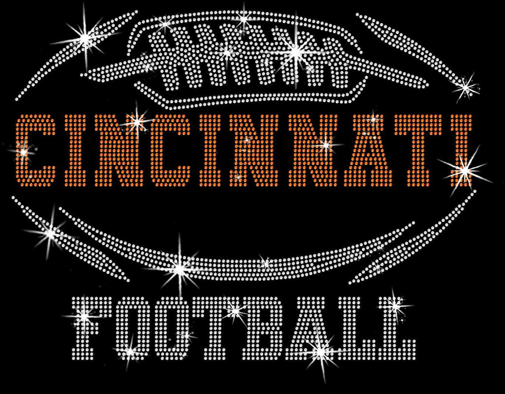 Cincinnati Rhinestone Football T-Shirt: Sparkling Game Day Tee