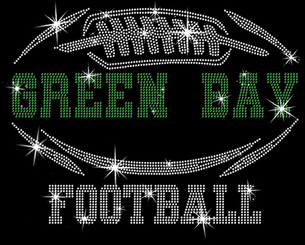 Green Bay Rhinestone Football T-Shirt: Shiny Game Day Tee