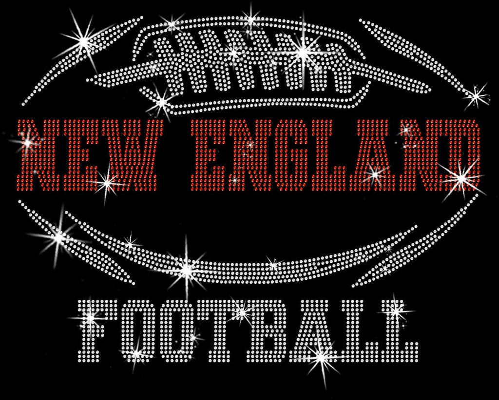 New England Rhinestone Football Fan T-Shirt: Game Day Bling Tee