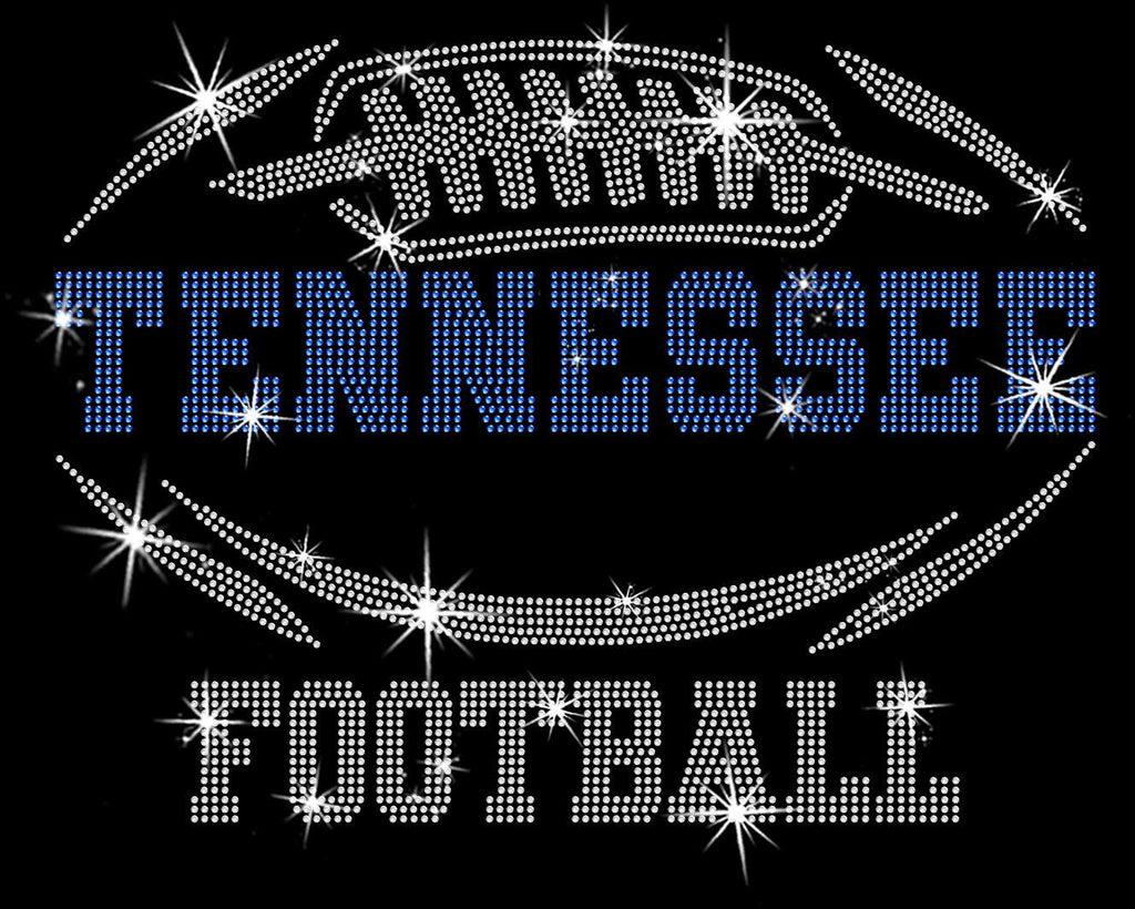 Tennessee Rhinestone Football T-Shirt: Glitter Bling Team Tee