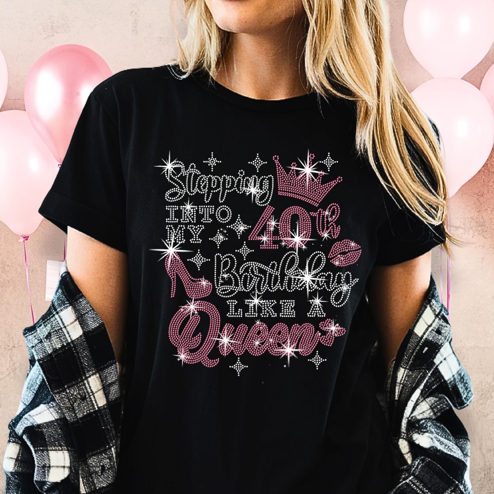 Rhinestone Birthday Queen T-Shirt: Custom Milestone Sparkle Main image