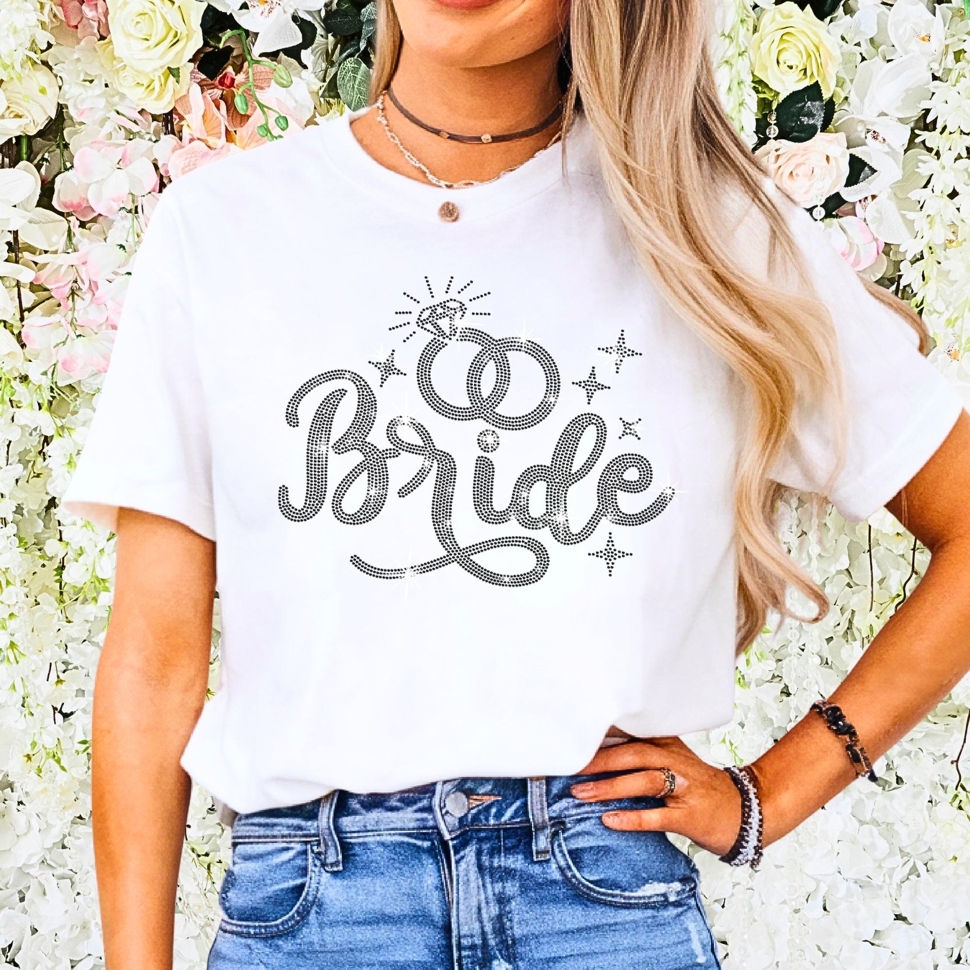 Sparkly Rhinestone Bride Shirt: Bridal Shower Gift, Trendy Wedding Tee Main image