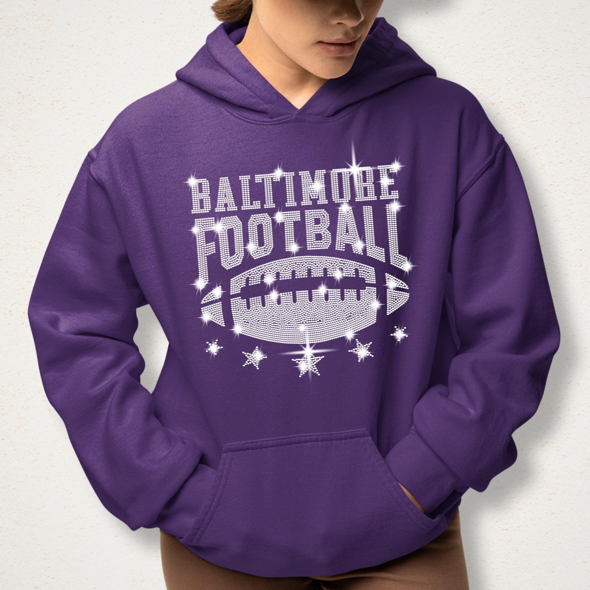 Baltimore Rhinestone Football Shirt: Game Day Fan Apparel