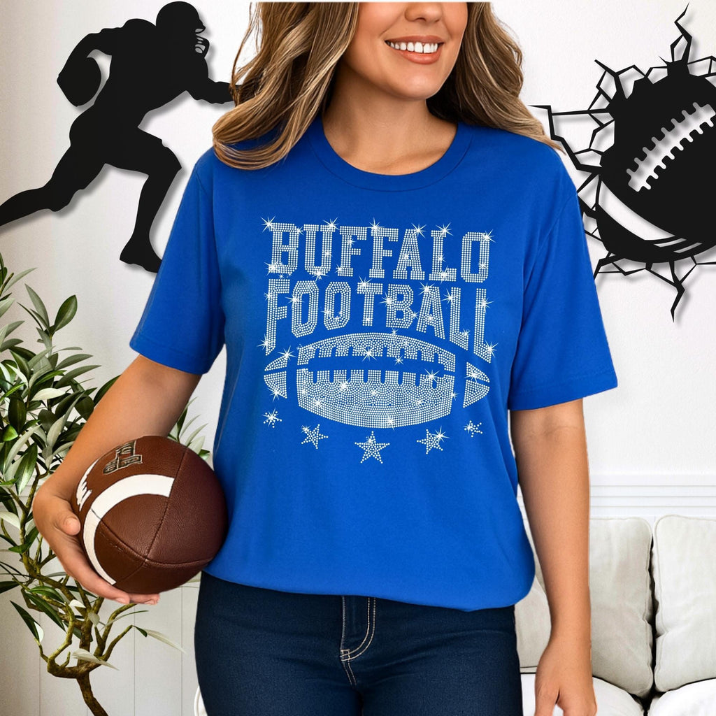 Buffalo Rhinestone Football Shirt: Unique Game Day Apparel