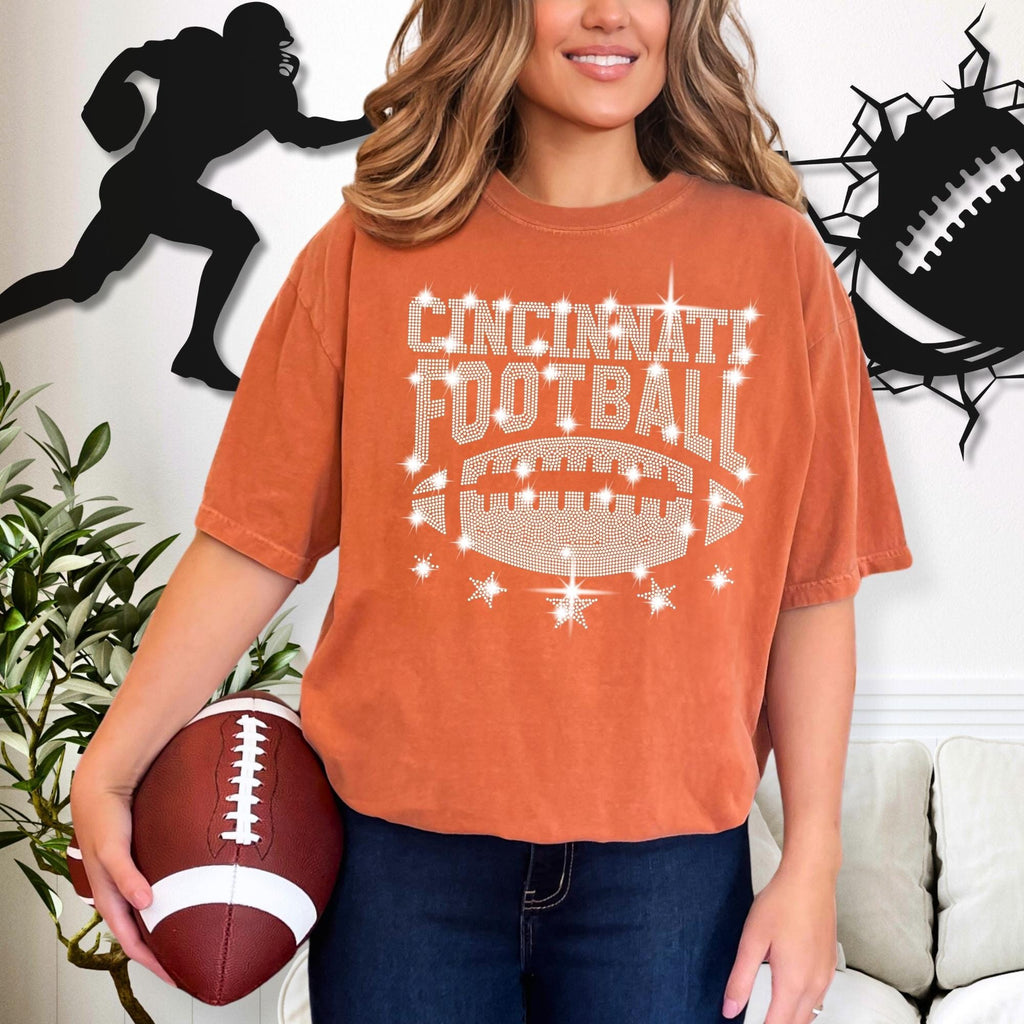 Cincinnati Rhinestone Football Shirt: Game Day Tee