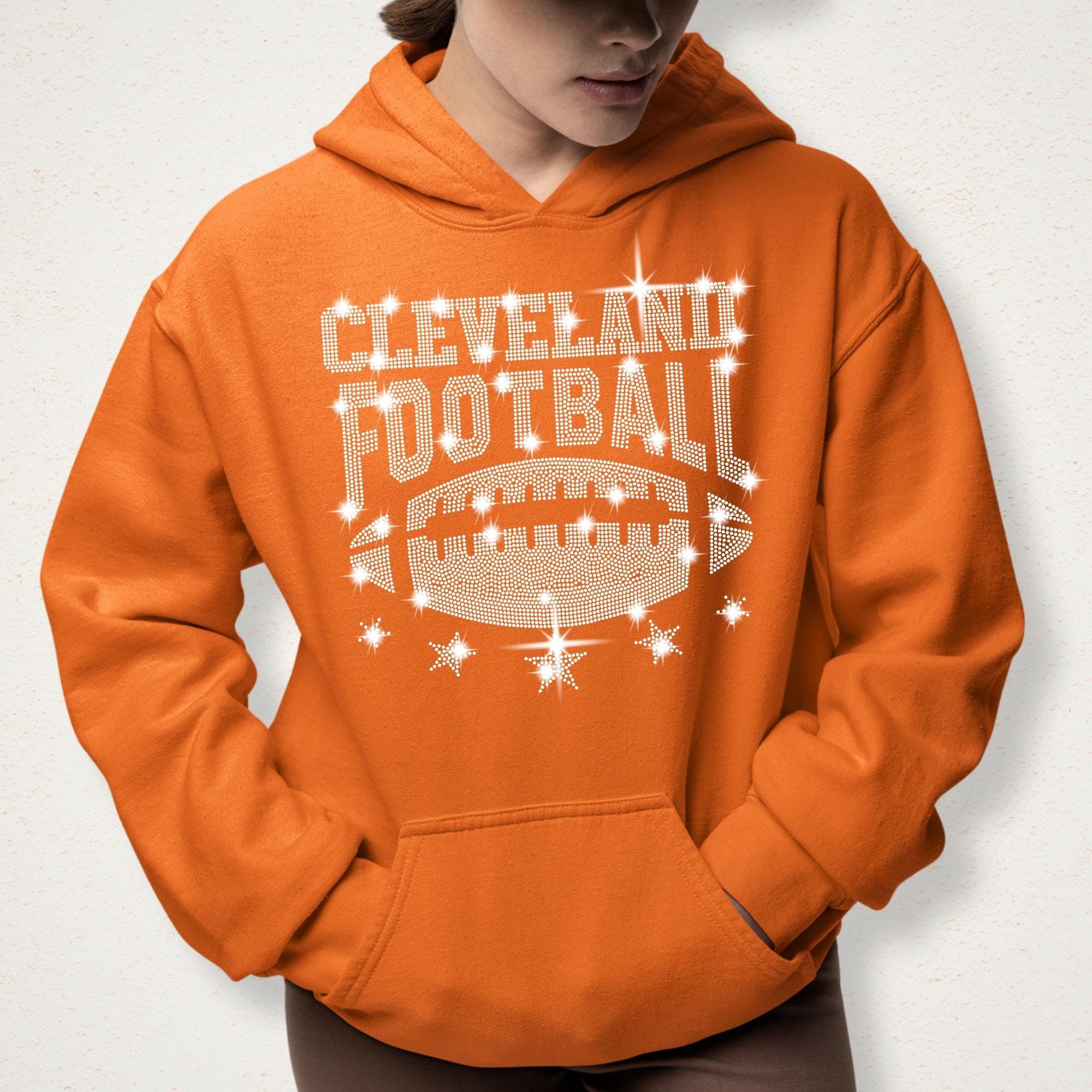 Cleveland Rhinestone Football Shirt: Sporty Chic Fan Apparel Secondary image
