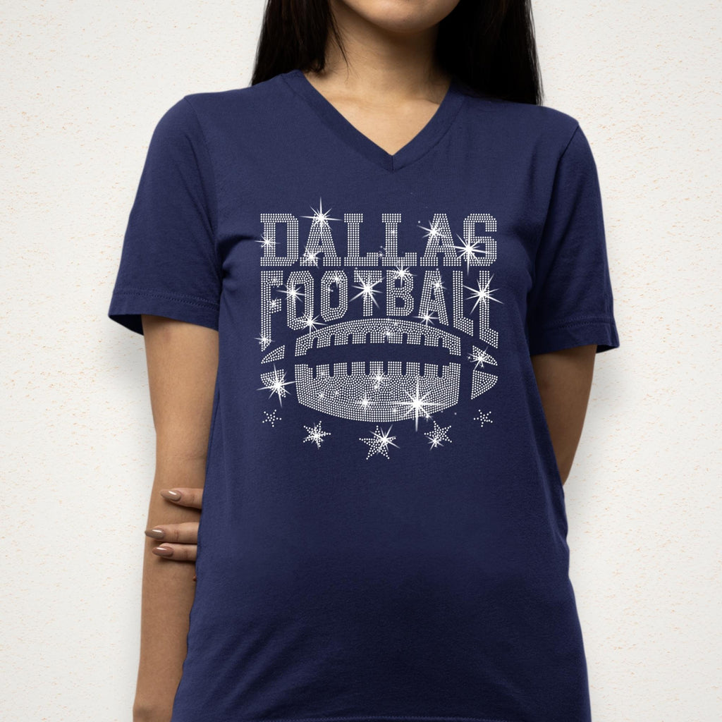 Dallas Rhinestone Football Shirt: Trendy Game Day Tee