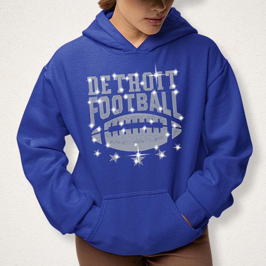 Detroit Rhinestone Football Shirt: Trendy Game Day Tee