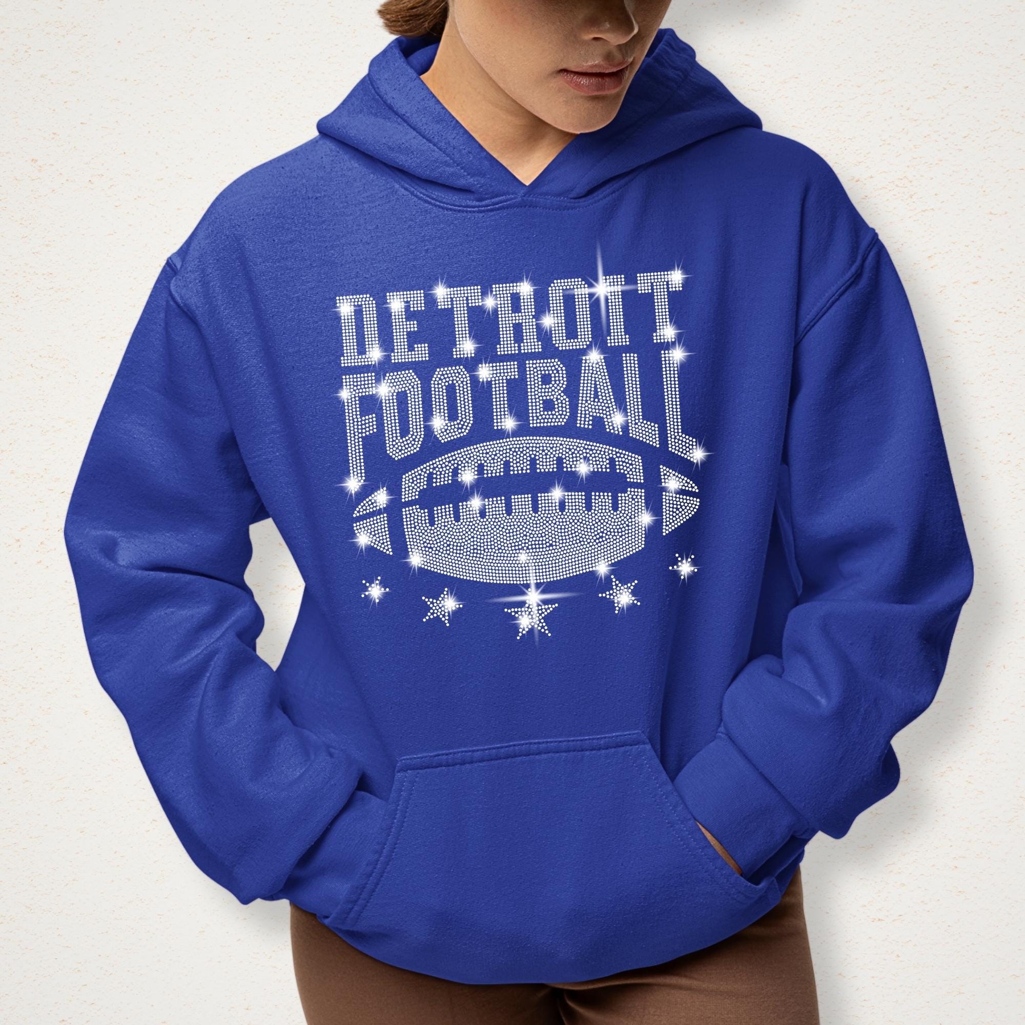 Detroit Rhinestone Football Shirt: Trendy Game Day Tee
