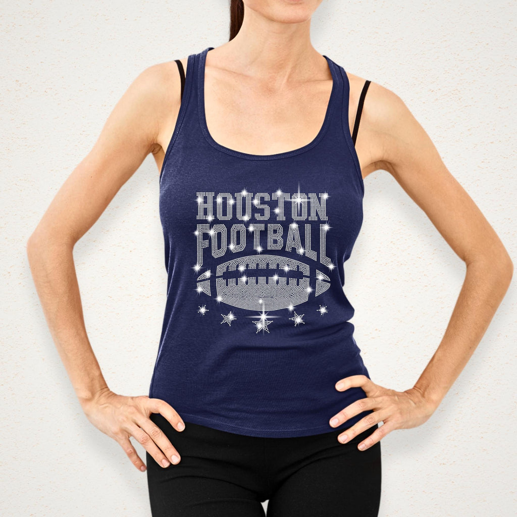 Houston Rhinestone Football Shirt: Game Day Glitter Top