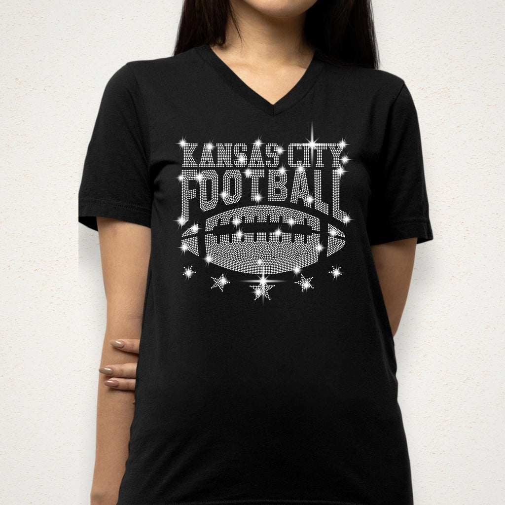 Kansas City Rhinestone Football Shirt: Sparkling Game Day Tee