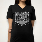 Los Angeles Rhinestone Football Shirt: Trendy Fan Apparel