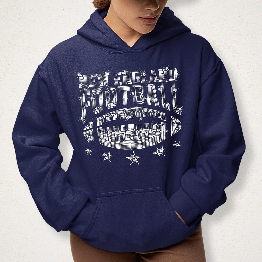 New England Football Rhinestone Shirt: Game Day Fan Apparel