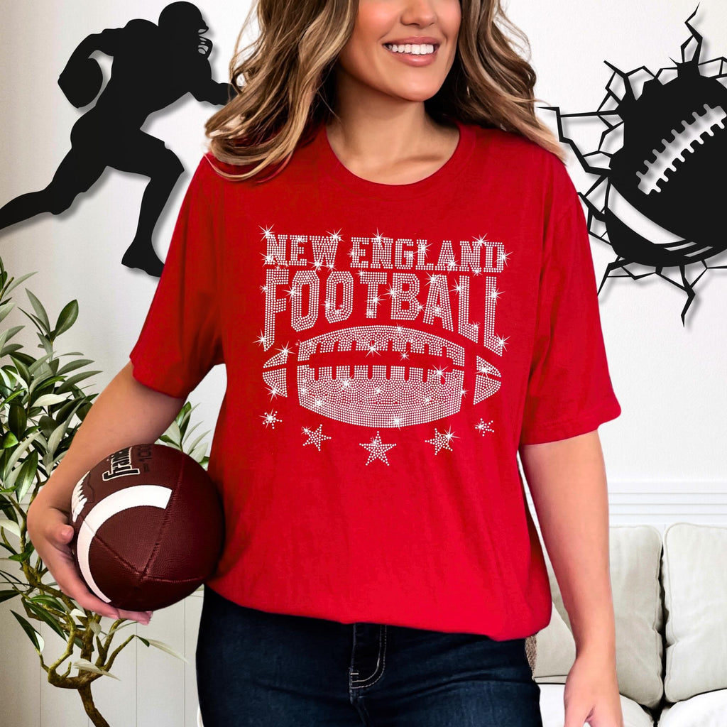 New England Football Rhinestone Shirt: Game Day Fan Apparel