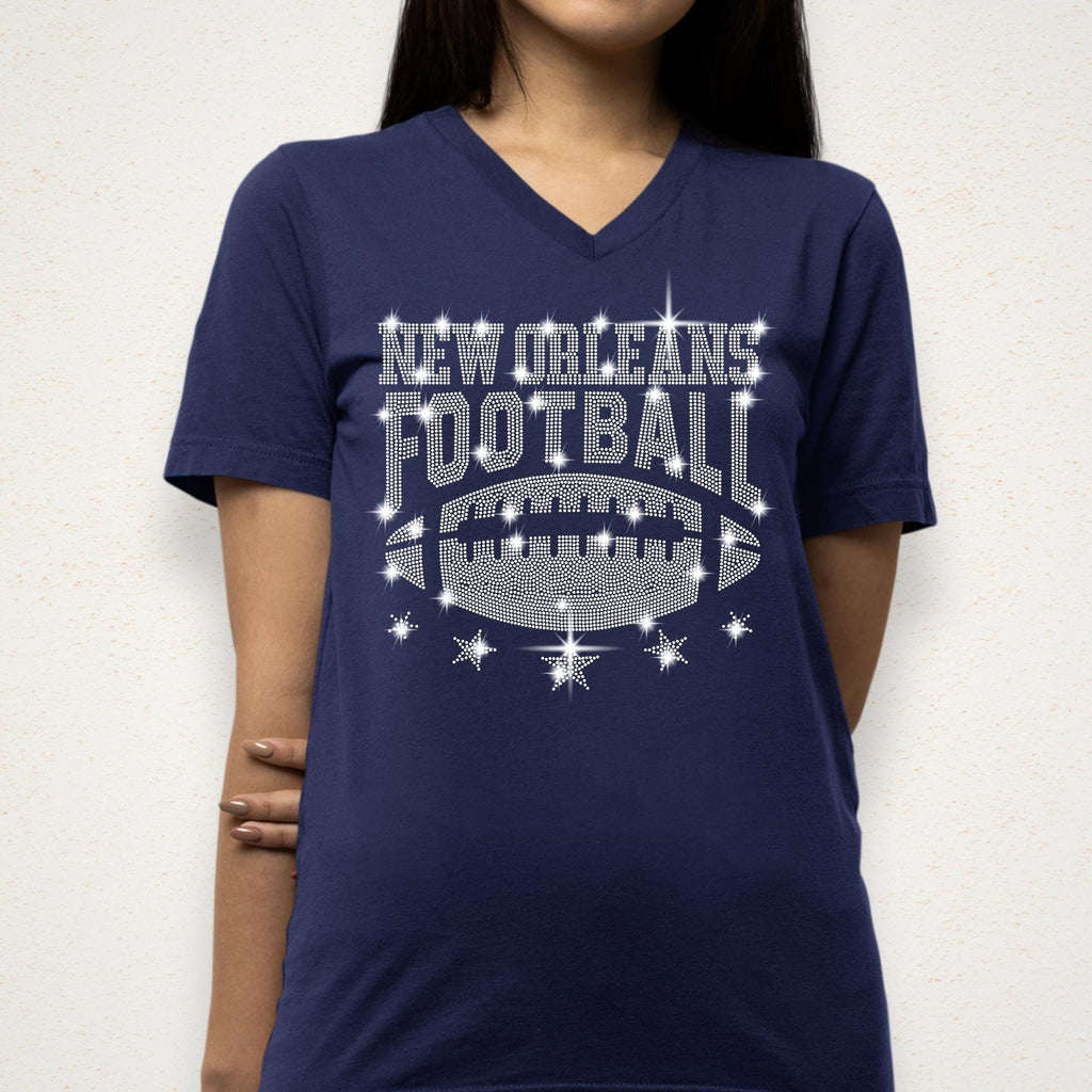 New Orleans Rhinestone Football Shirt: Game Day Tee, Fan Gift