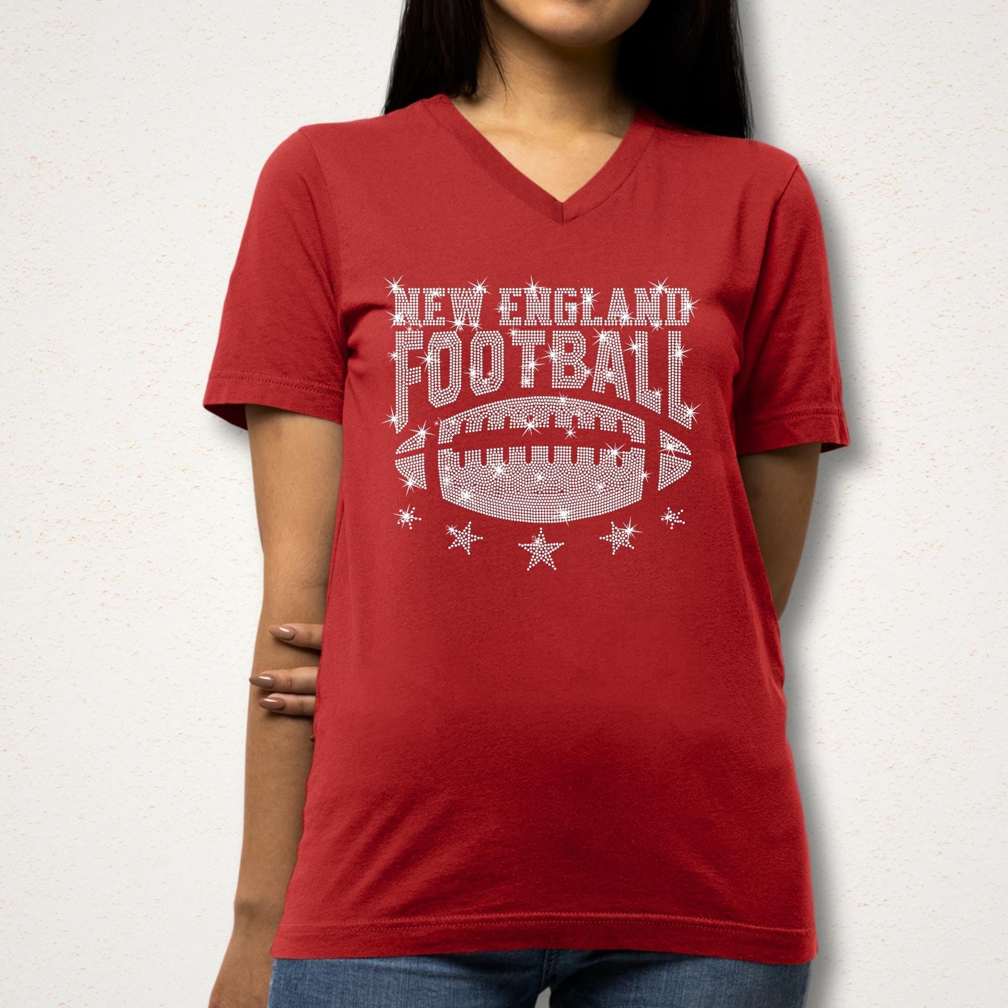 New England Football Rhinestone Shirt: Game Day Fan Apparel