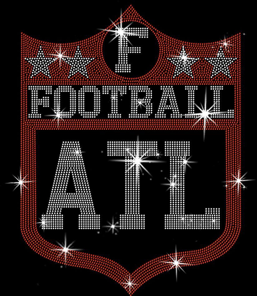 Atlanta Rhinestone Football Fan Tee Shirt: Game Day Shield Design