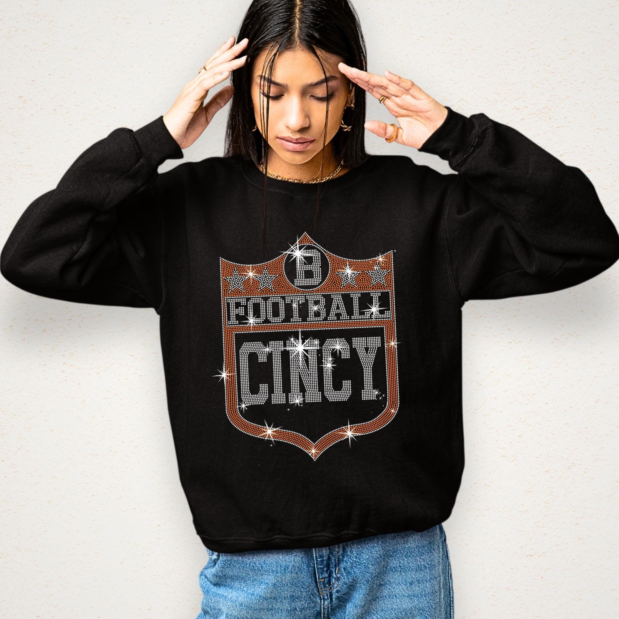 Cincinnati Rhinestone Football Shirt: Game Day Shield Tee