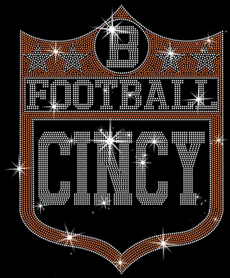 Cincinnati Rhinestone Football Shirt: Game Day Shield Tee