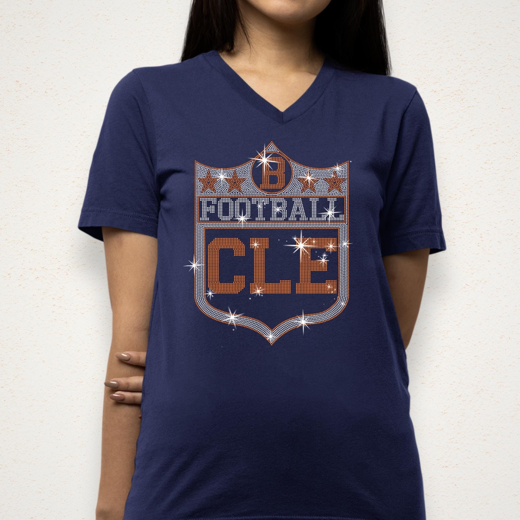 Cleveland Rhinestone Football Shirt: Vintage Style Team Sweatshirt