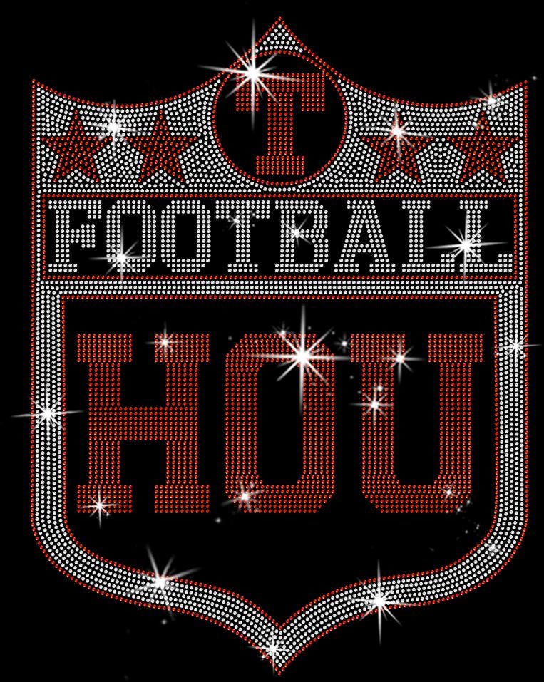 Houston Vintage Style Football Tshirt, Sweatshirt: Rhinestone Fan Shirt