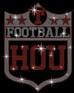 Houston Vintage Style Football Tshirt, Sweatshirt: Rhinestone Fan Shirt