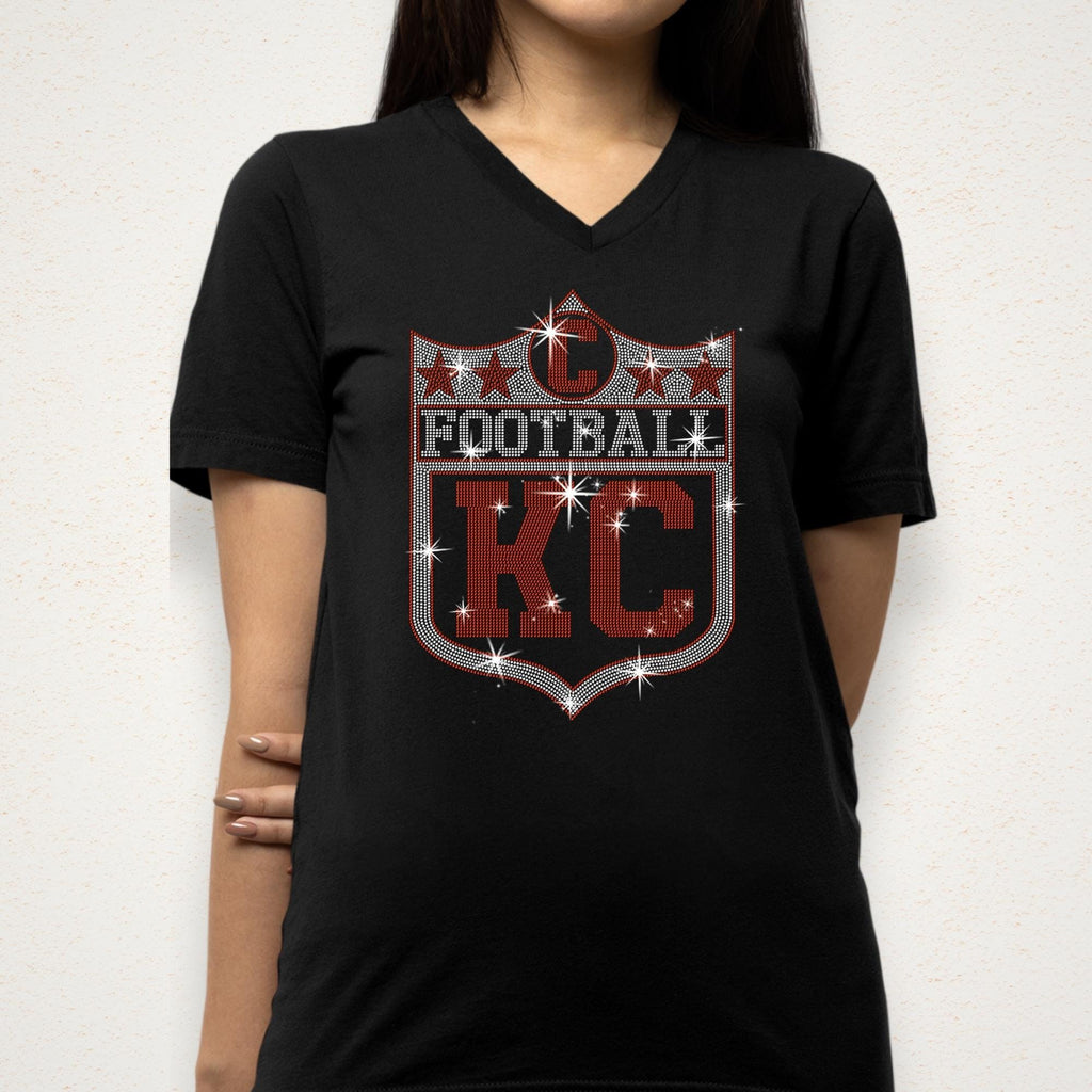 Kansas City Rhinestone Football Shirt: Vintage Game Day Sweatshirt